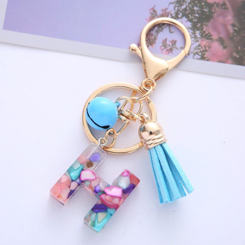 Wholesale English Alphabet Tassel Pendant Resin Drop Glue Keychains